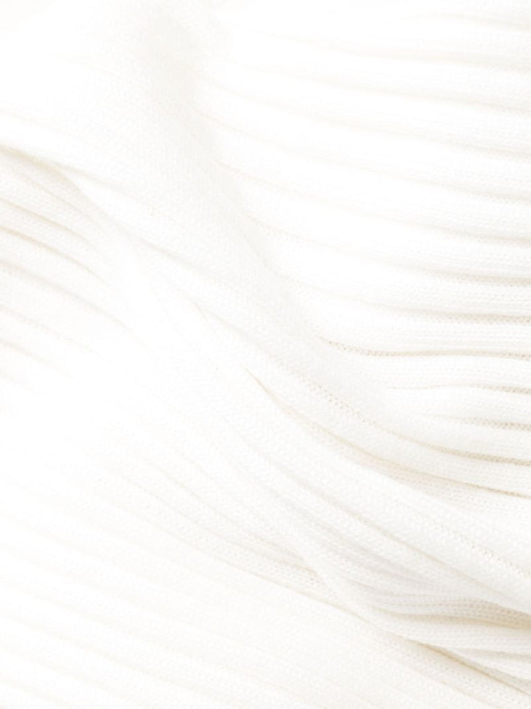 White Ribbed-knit Polo Wool Midi Dress