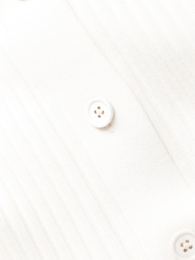 White Ribbed-knit Polo Wool Midi Dress