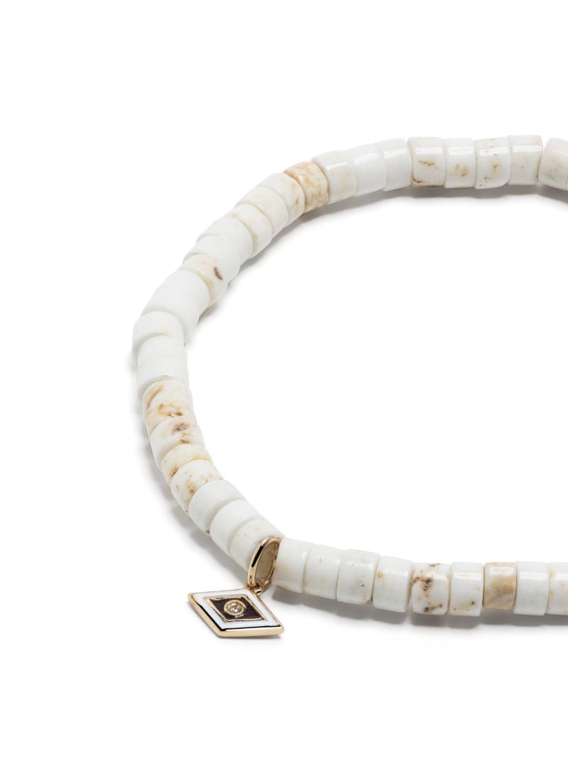 14k Yellow Gold Groovy Eye Dolomite and Diamond Bracelet