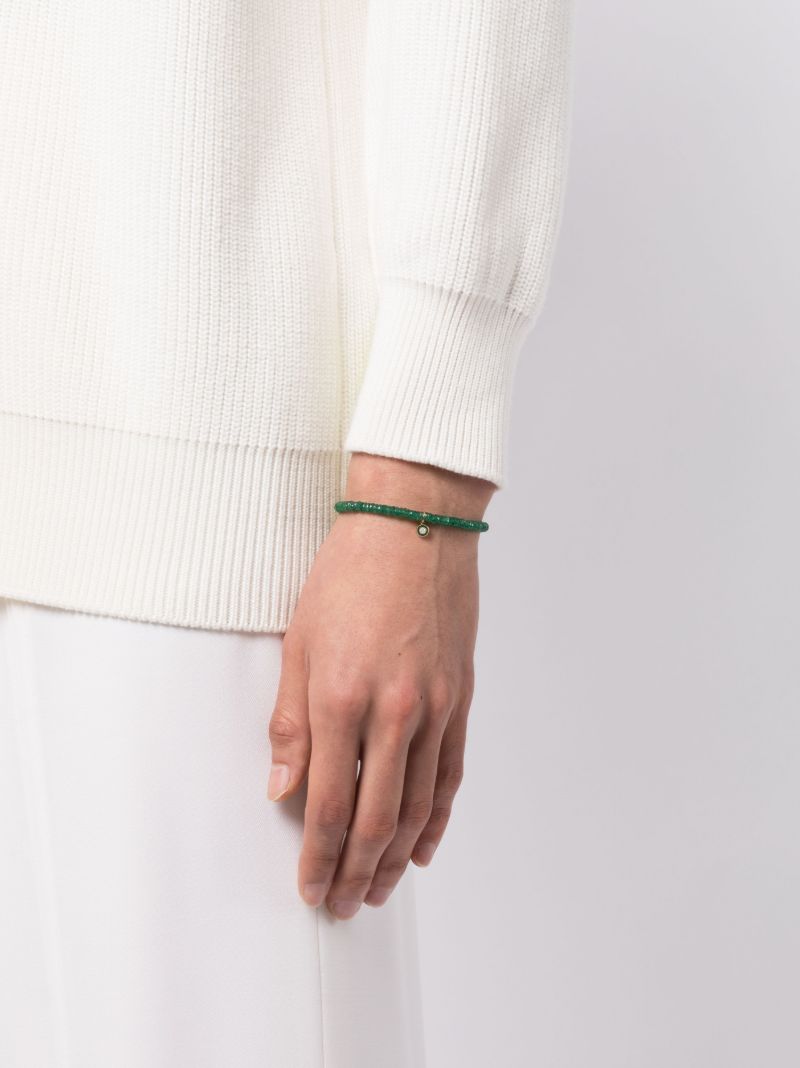 14k Yellow Gold Small Station Aventurine and Diamond Bracelet