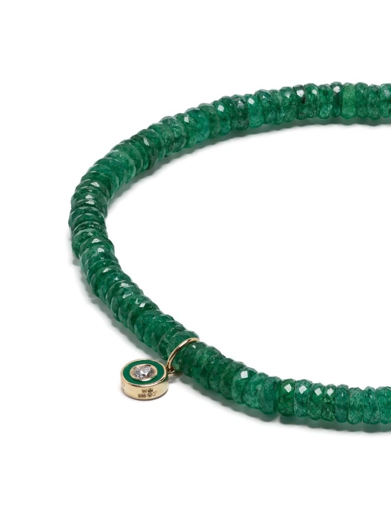 14k Yellow Gold Small Station Aventurine and Diamond Bracelet