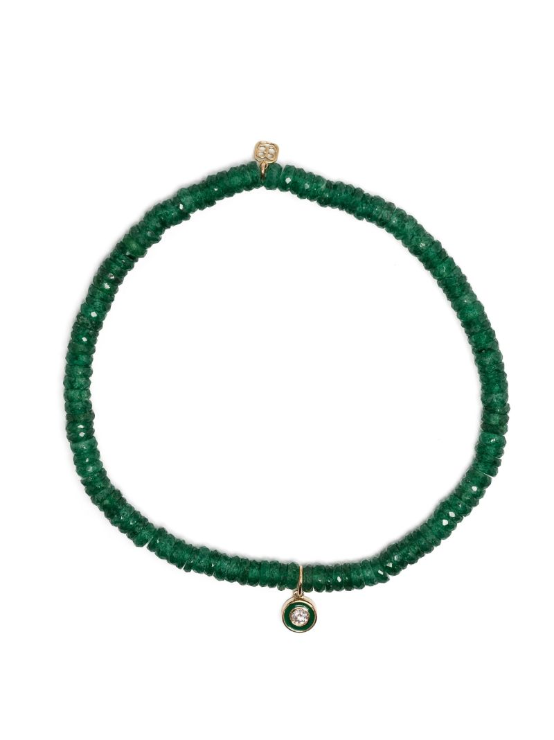 14k Yellow Gold Small Station Aventurine and Diamond Bracelet