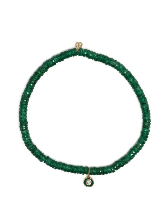 14k Yellow Gold Small Station Aventurine and Diamond Bracelet