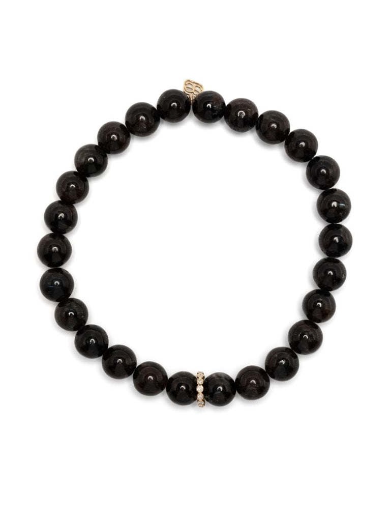 14k Yellow Gold Rondelle Hypersthene and Diamond Bracelet