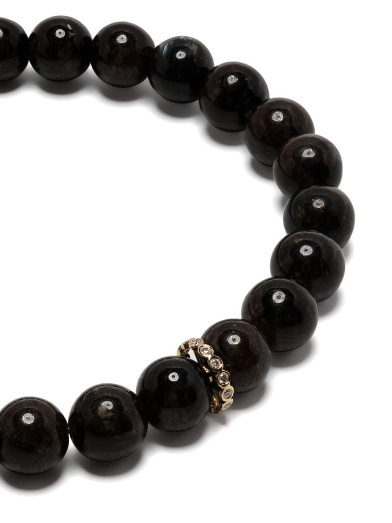 14k Yellow Gold Rondelle Hypersthene and Diamond Bracelet