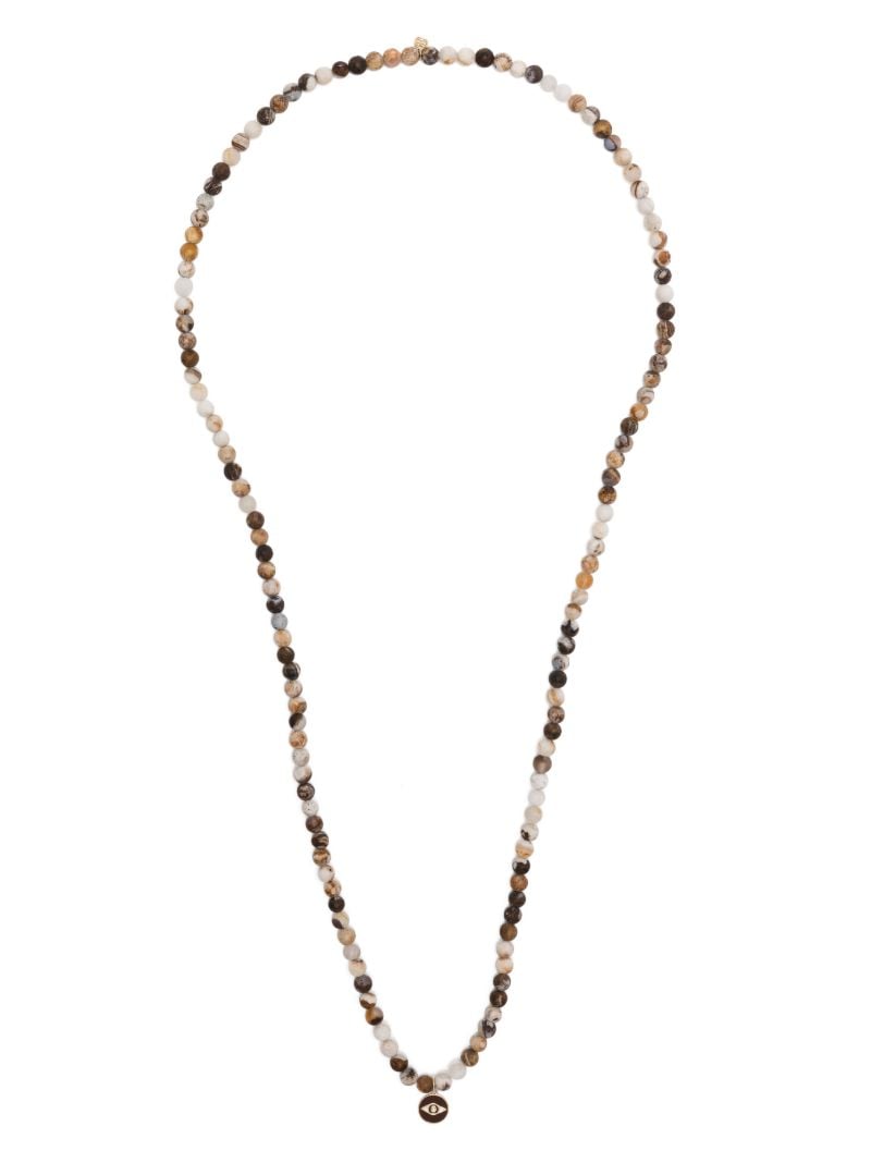 14k Yellow Gold Tiny Evil Eye Opal and Diamond Necklace