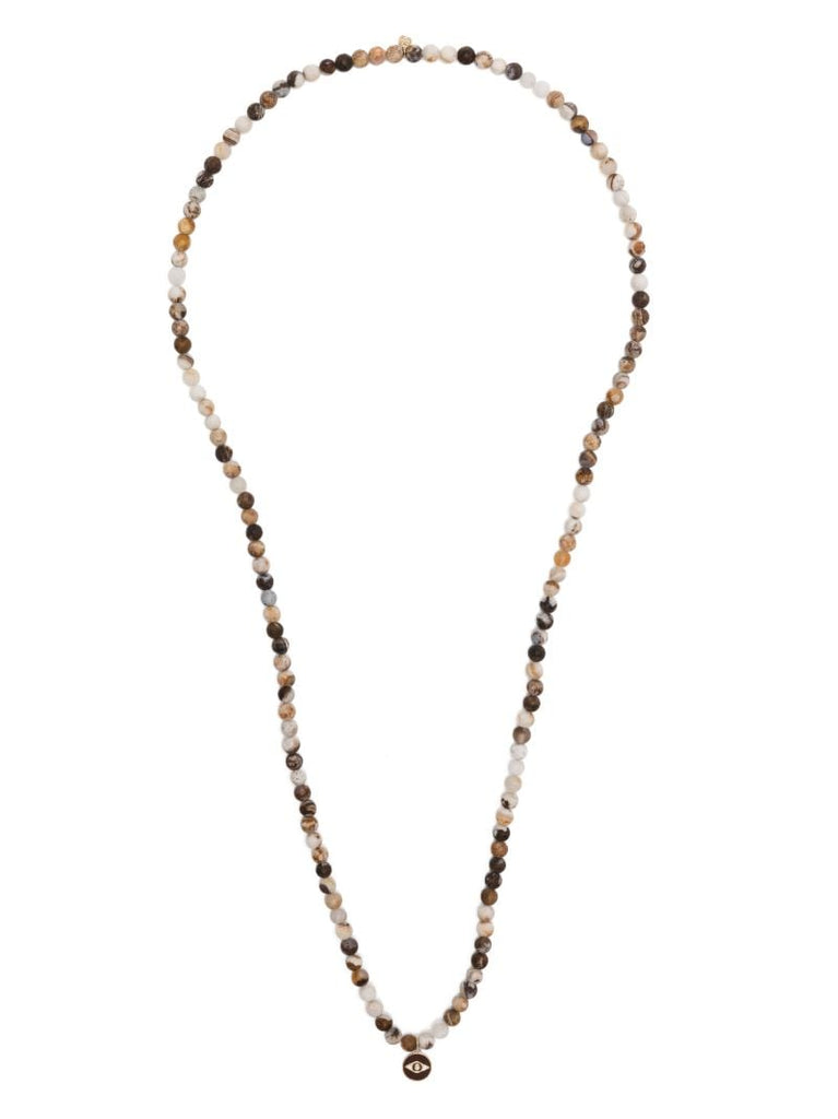 14k Yellow Gold Tiny Evil Eye Opal and Diamond Necklace