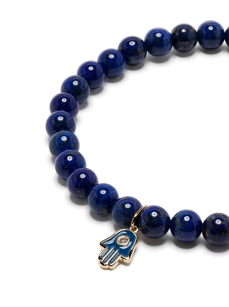 14k Yellow Gold Hamsa Lapis Lazuli and Diamond Bracelet