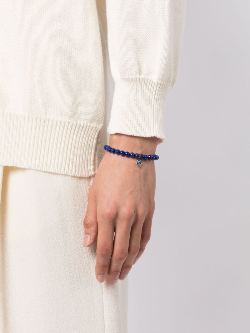 14k Yellow Gold Hamsa Lapis Lazuli and Diamond Bracelet