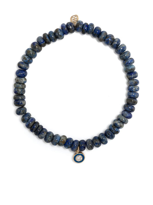 14k Yellow Gold Station Lapis Lazuli and Diamond Bracelet