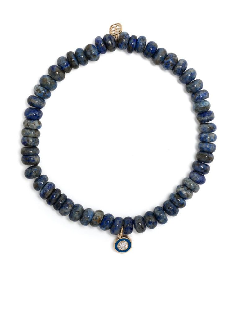 14k Yellow Gold Station Lapis Lazuli and Diamond Bracelet