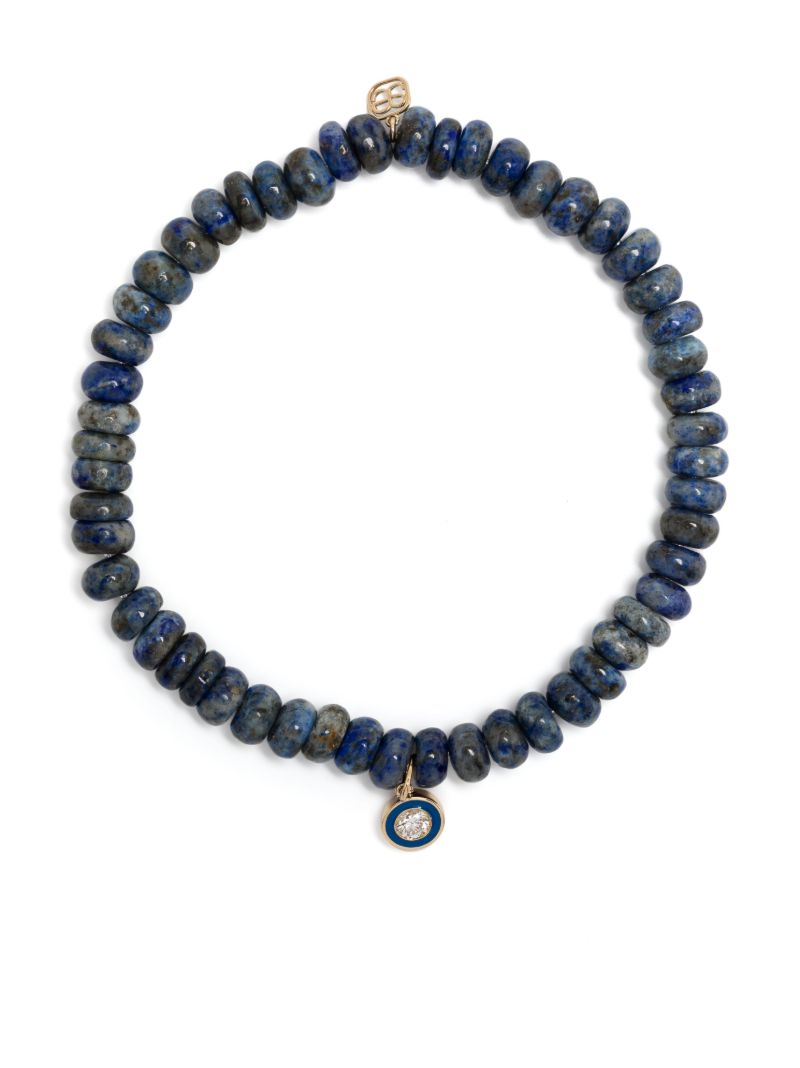 14k Yellow Gold Station Lapis Lazuli and Diamond Bracelet