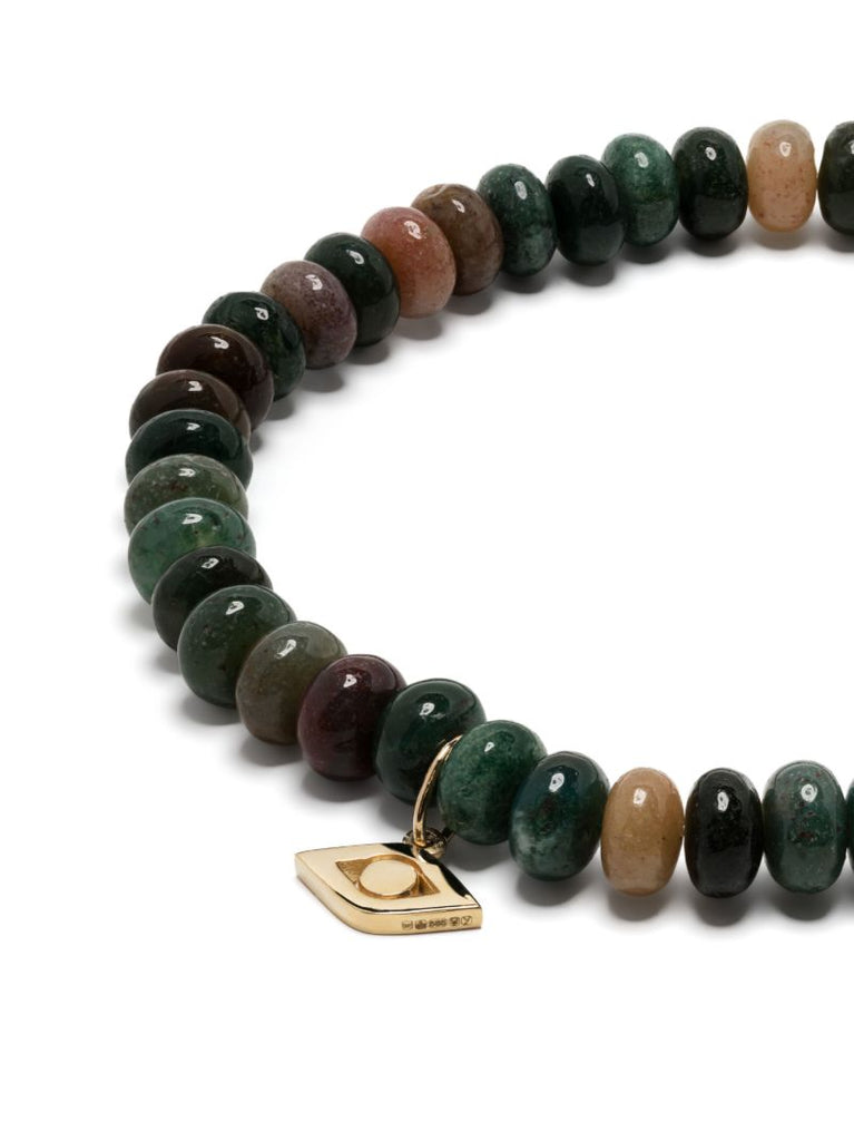 14k Yellow Gold Medium Evil Eye Agate Bracelet