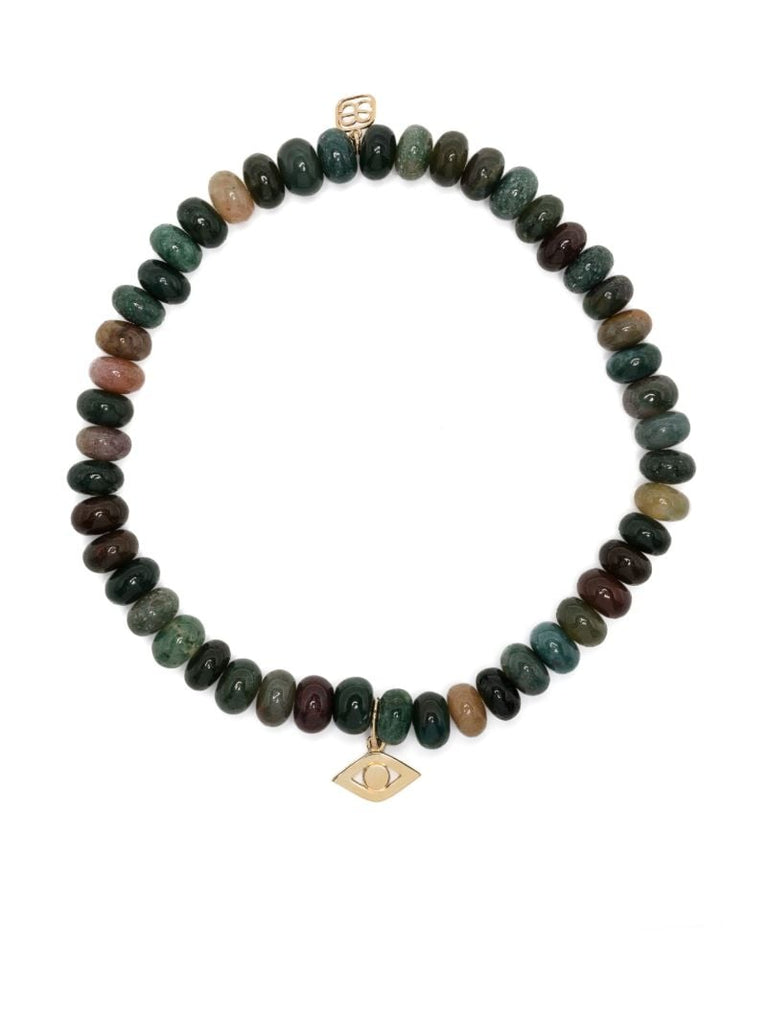 14k Yellow Gold Medium Evil Eye Agate Bracelet