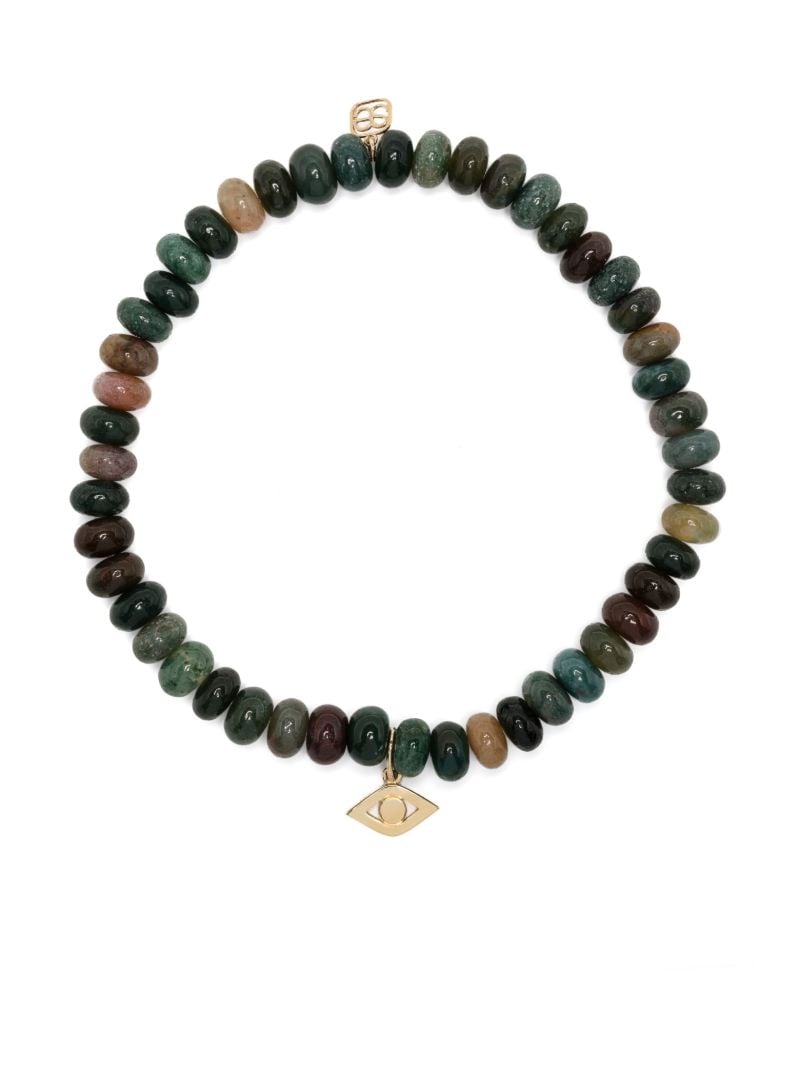 14k Yellow Gold Medium Evil Eye Agate Bracelet