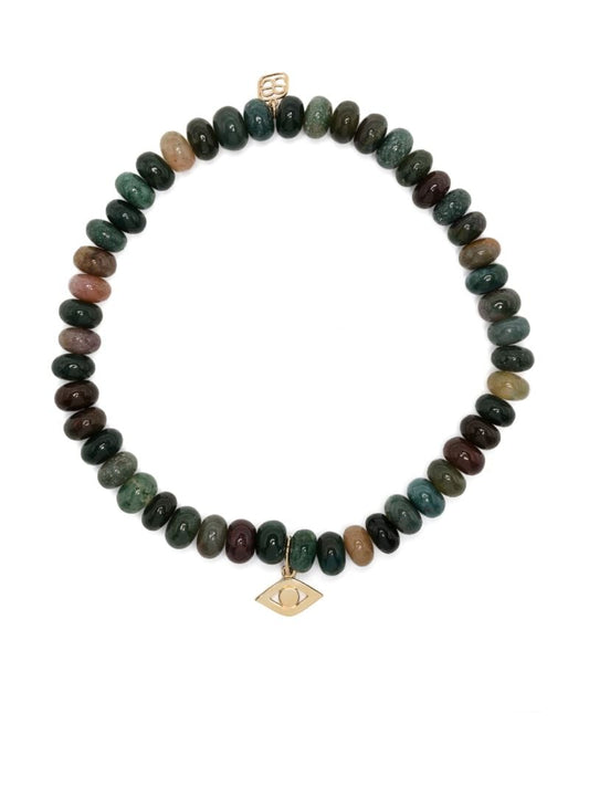 14k Yellow Gold Medium Evil Eye Agate Bracelet