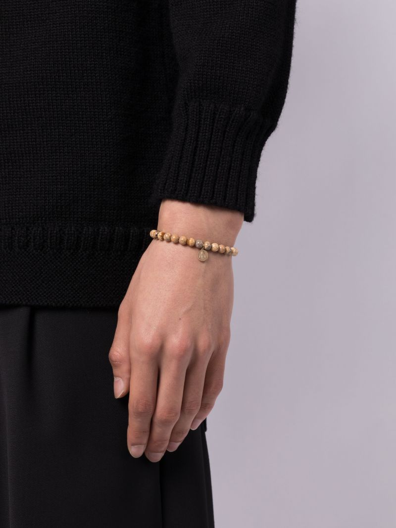 14k Yellow Gold Tiny Buddha Jasper Bracelet