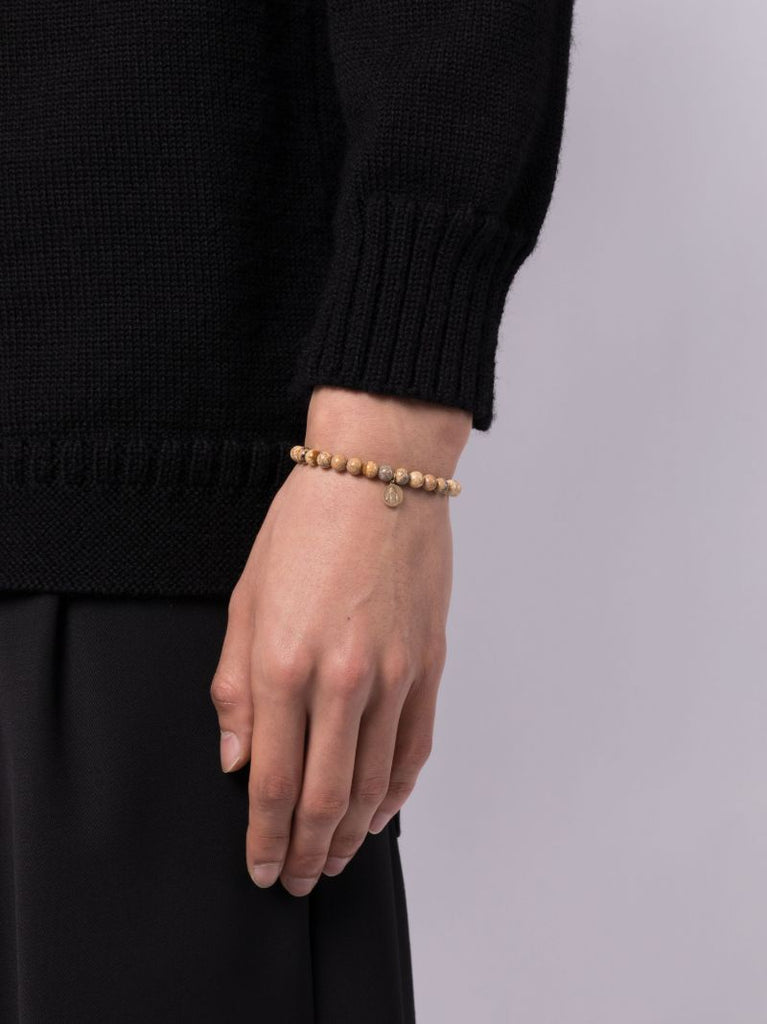 14k Yellow Gold Tiny Buddha Jasper Bracelet