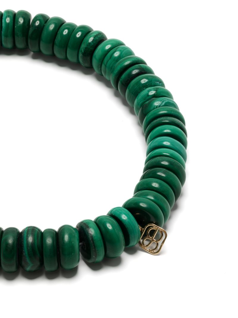 14k Yellow Gold Evil Eye Malachite and Emerald Bracelet