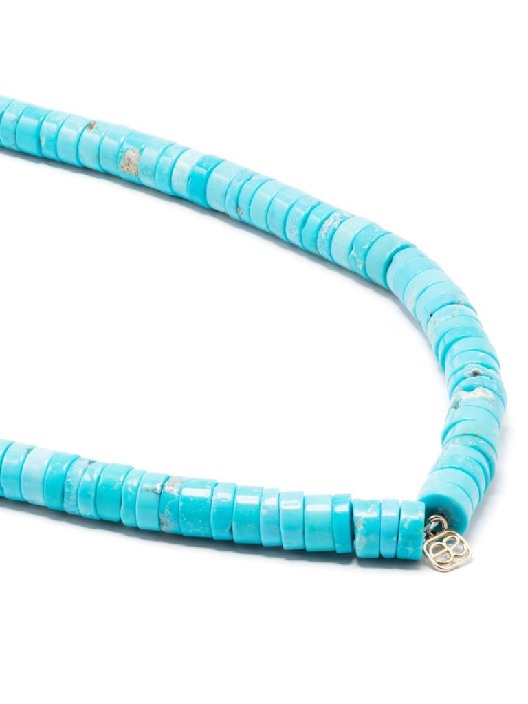 14k Gold Turquoise and Diamond Bead Necklace