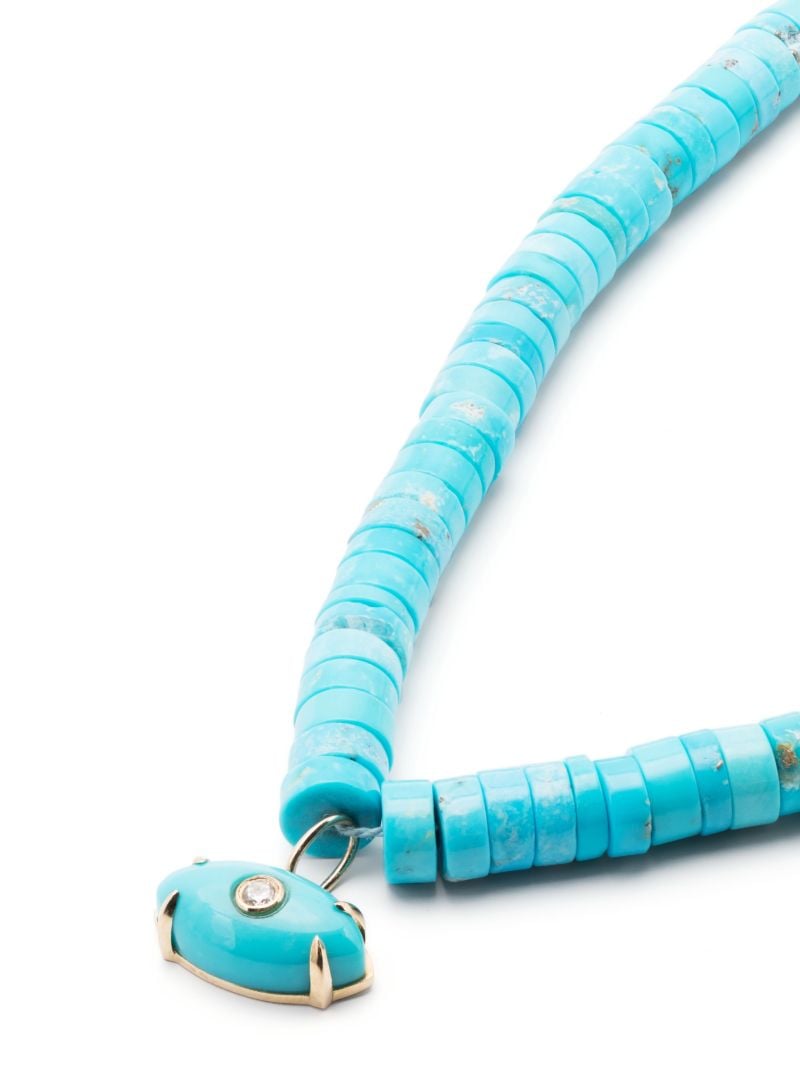 14k Gold Turquoise and Diamond Bead Necklace