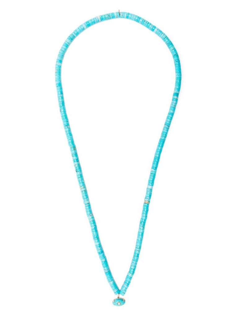 14k Gold Turquoise and Diamond Bead Necklace