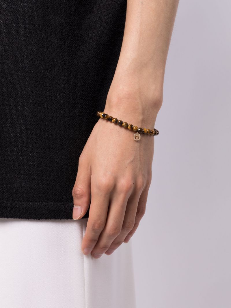 14k Yellow Gold Skull Tiger's Eye Bracelet
