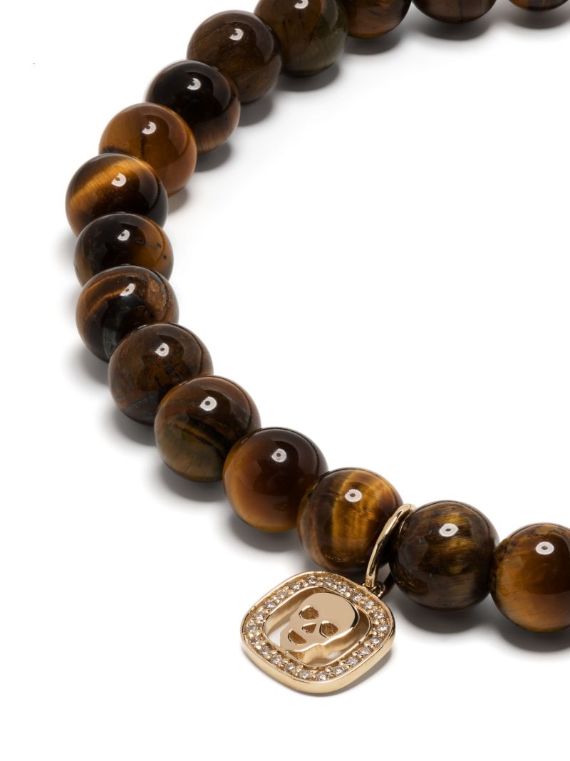 14k Yellow Gold Skull Tiger's Eye Bracelet