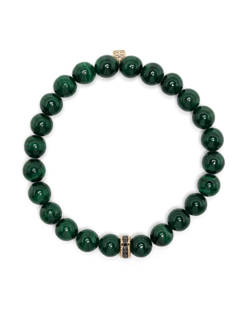 14k Yellow Gold Eternity Malachite and Diamond Bracelet