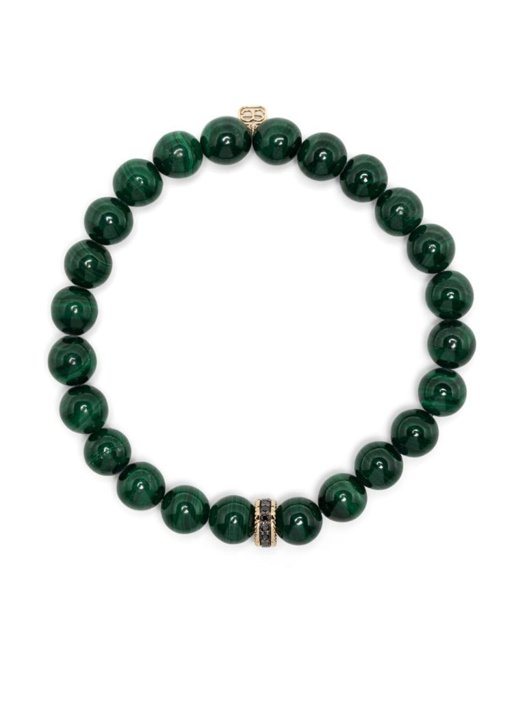 14k Yellow Gold Eternity Malachite and Diamond Bracelet