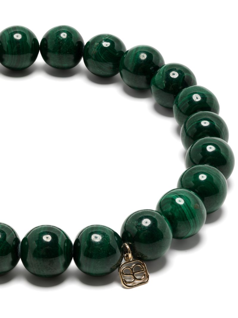 14k Yellow Gold Eternity Malachite and Diamond Bracelet