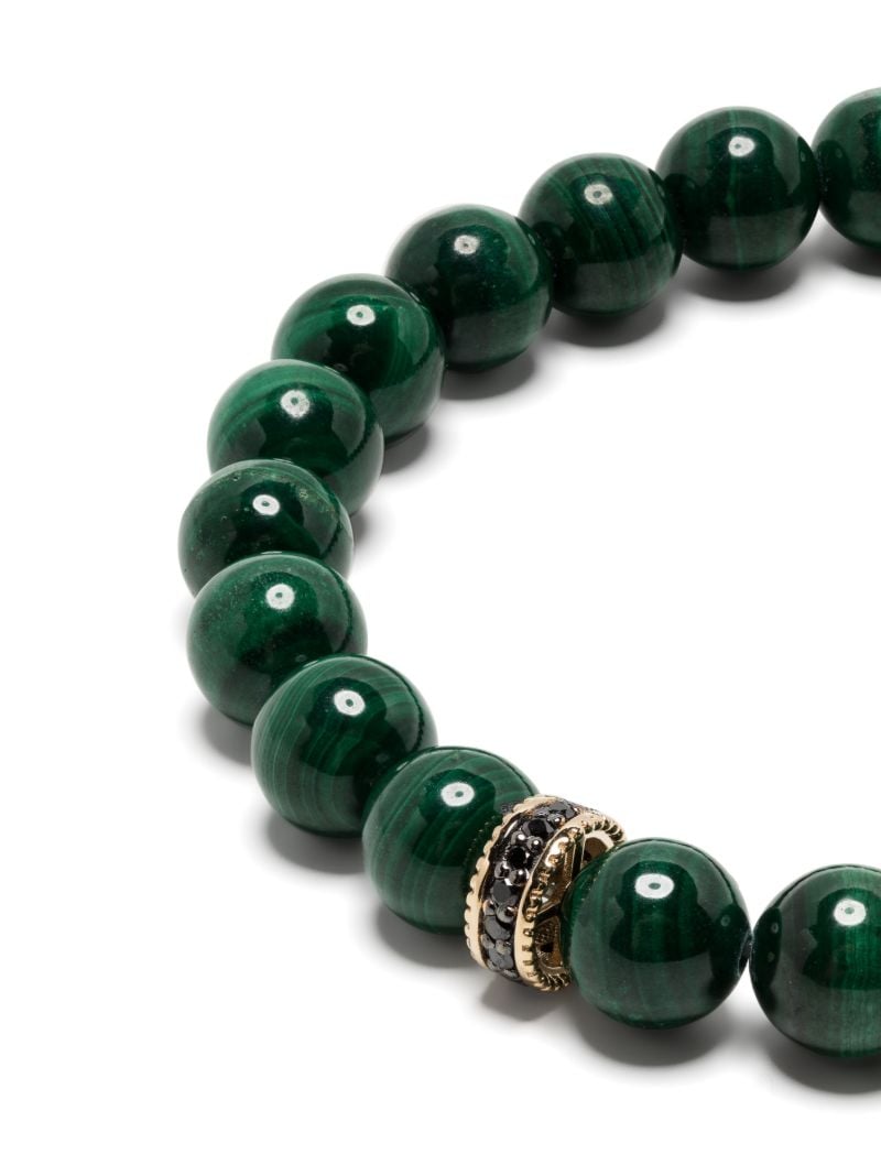 14k Yellow Gold Eternity Malachite and Diamond Bracelet