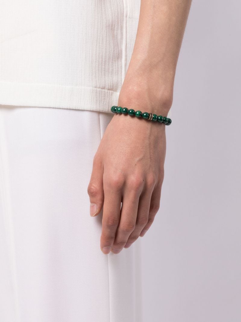 14k Yellow Gold Eternity Malachite and Diamond Bracelet