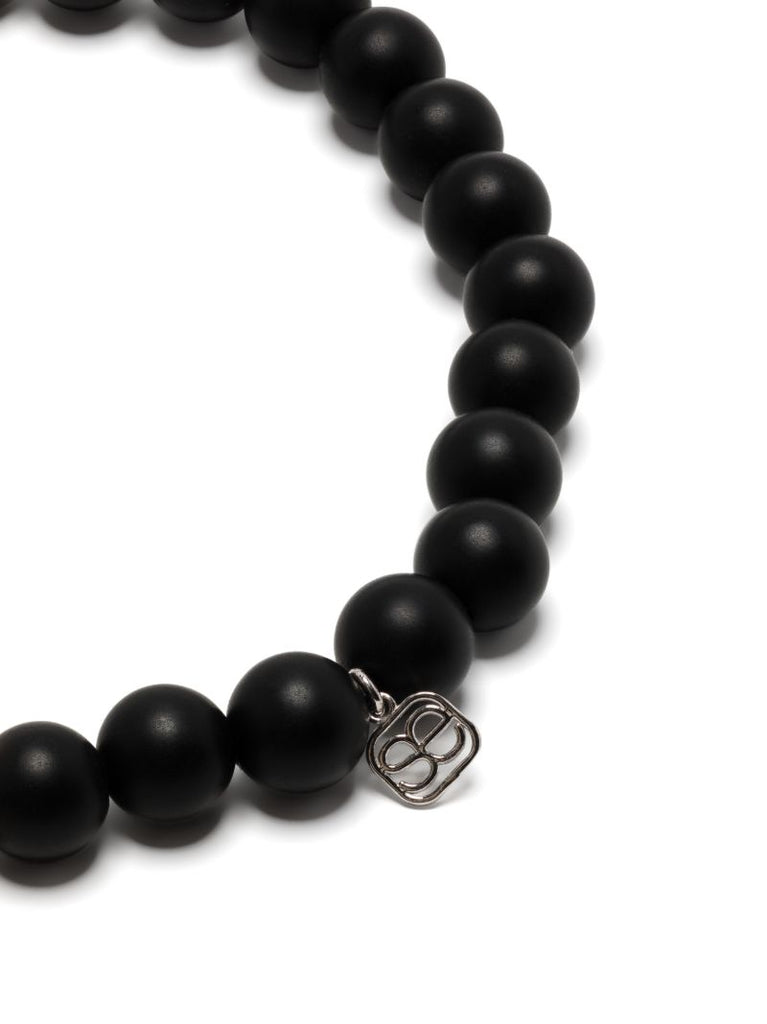14k White Gold Eternity Onyx and Diamond Bracelet
