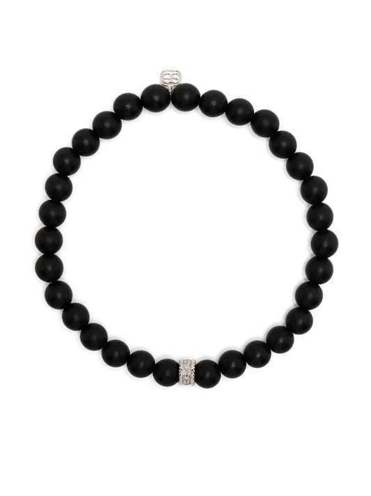14k White Gold Eternity Onyx and Diamond Bracelet