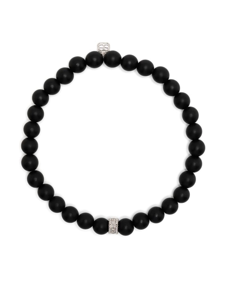 14k White Gold Eternity Onyx and Diamond Bracelet