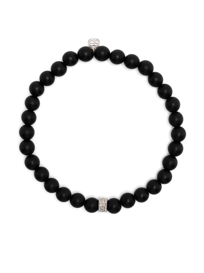 14k White Gold Eternity Onyx and Diamond Bracelet