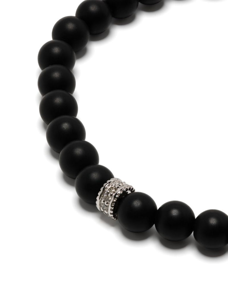 14k White Gold Eternity Onyx and Diamond Bracelet