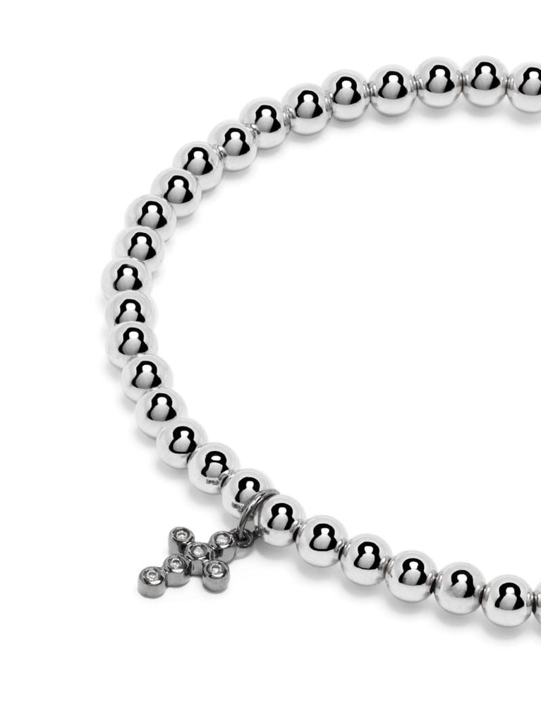 14k White Gold Cross Diamond Bracelet