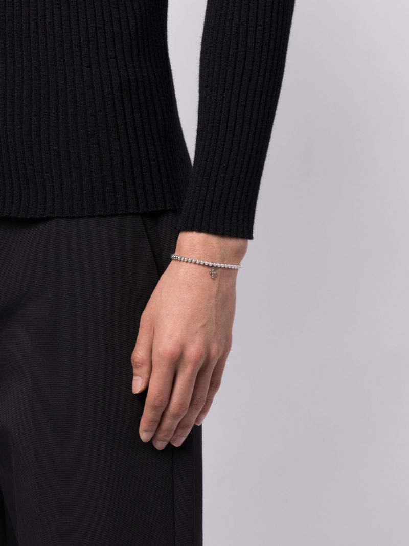 14k White Gold Cross Diamond Bracelet