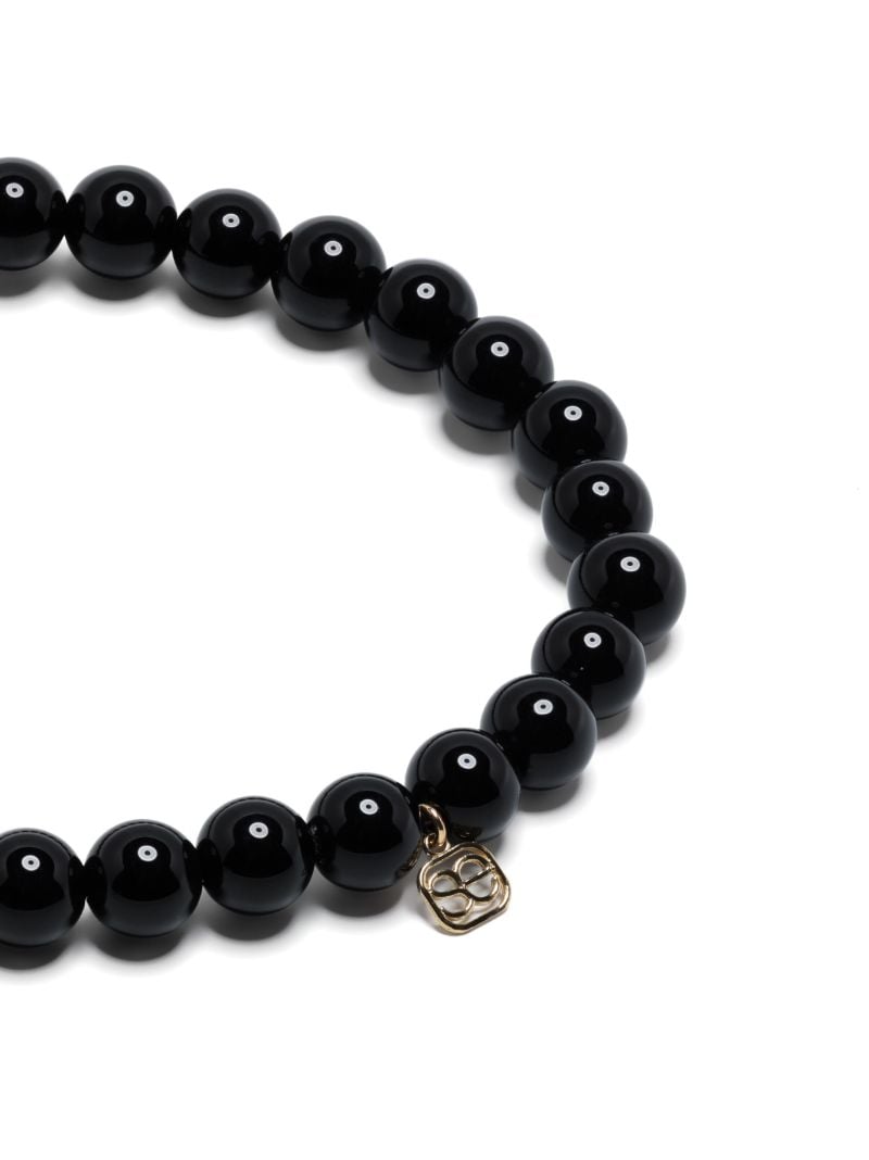 14k Yellow Gold Fluted Station Onyx and Diamond Bracelet