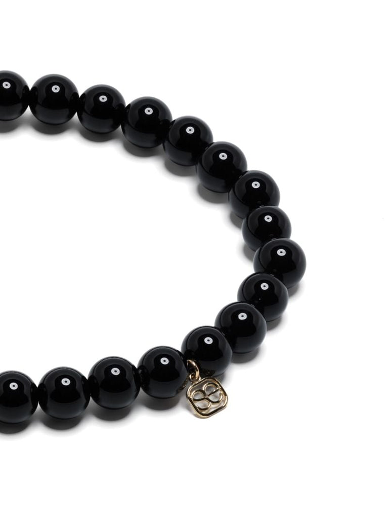 14k Yellow Gold Fluted Station Onyx and Diamond Bracelet