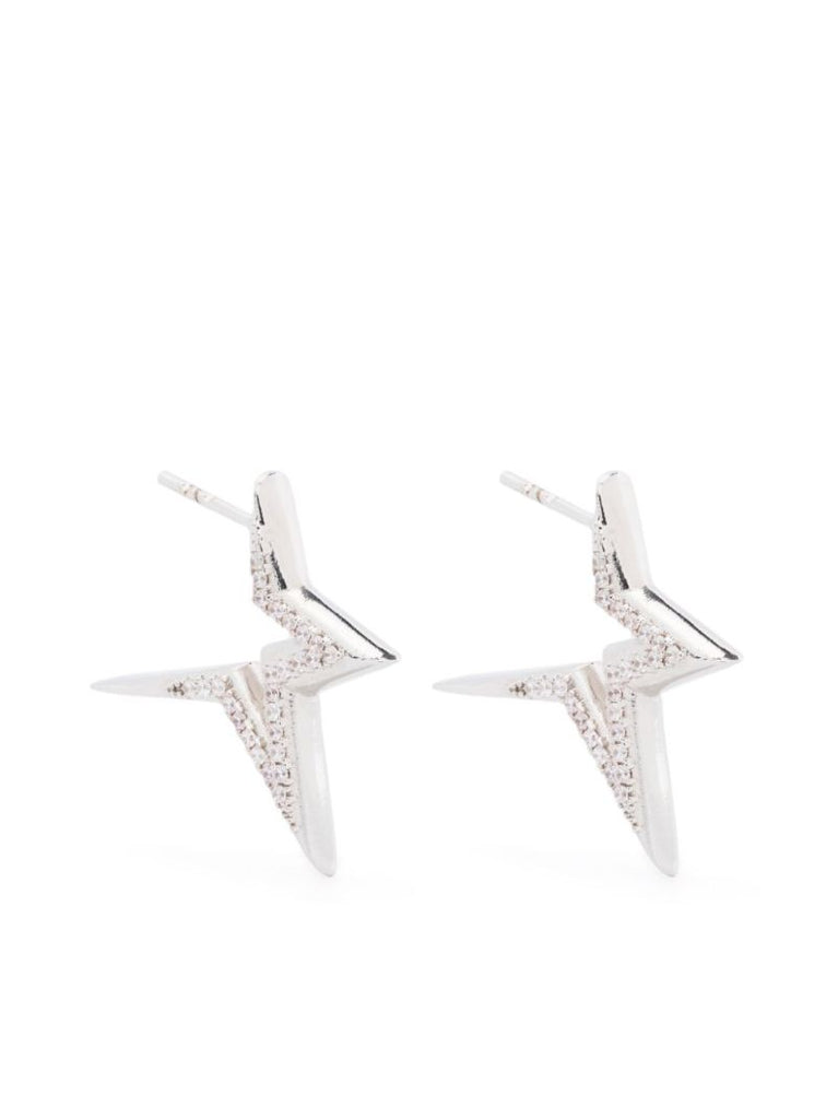 Silver-tone Star Crystal Drop Earrnigs