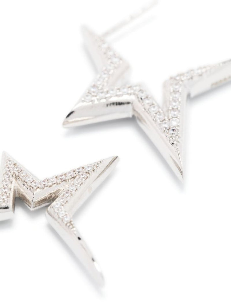 Silver-tone Star Crystal Drop Earrnigs