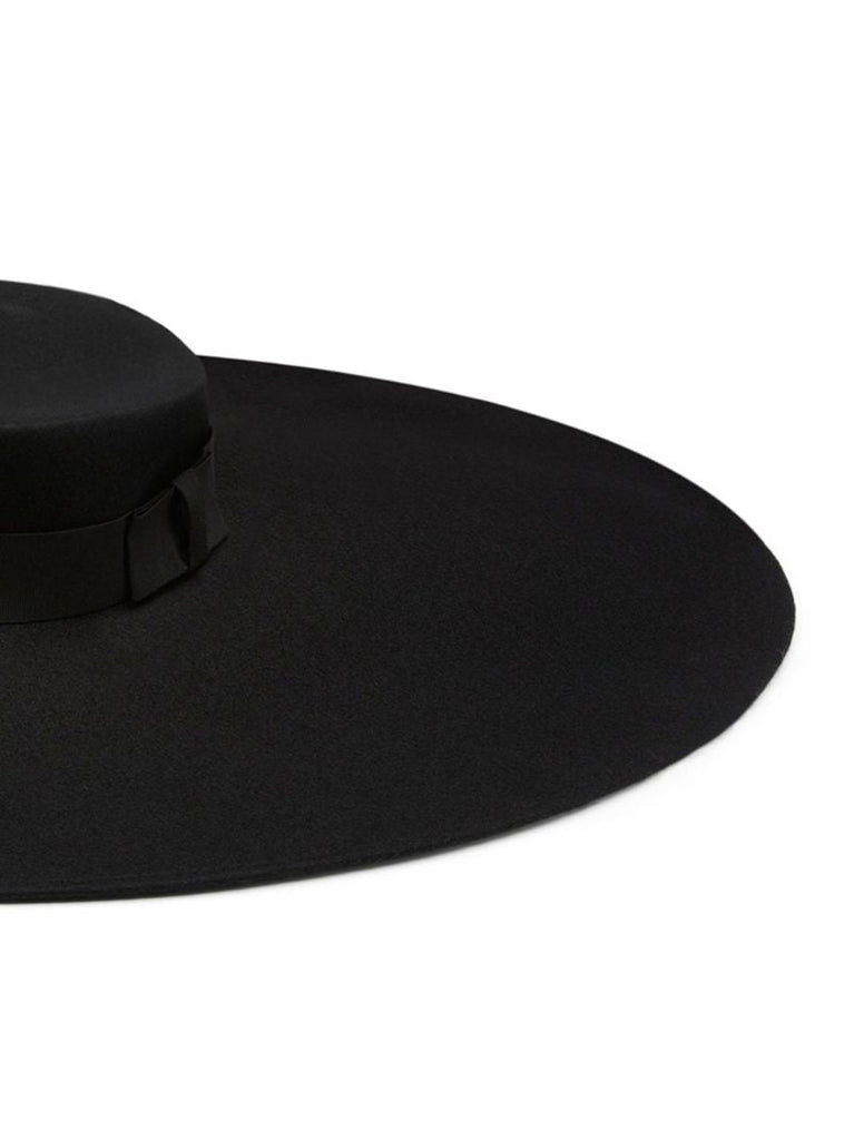 Black Wide-brim Wool Fedora Hat