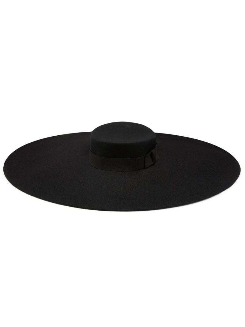 Black Wide-brim Wool Fedora Hat