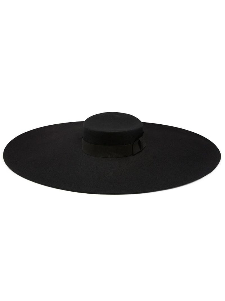 Black Wide-brim Wool Fedora Hat