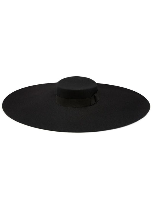 Black Wide-brim Wool Fedora Hat