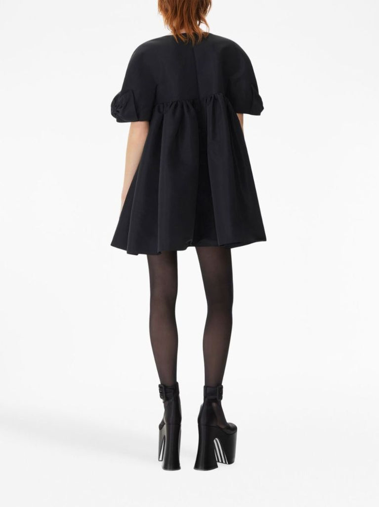 Black Empire-line Flared Mini Dress