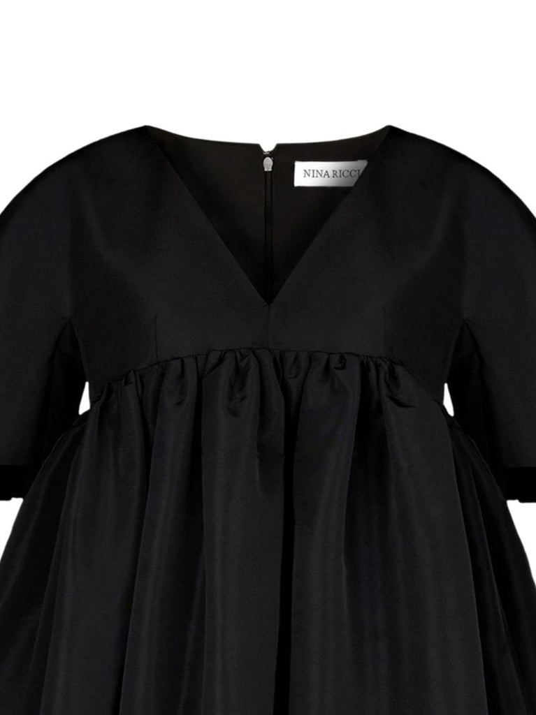 Black Empire-line Flared Mini Dress